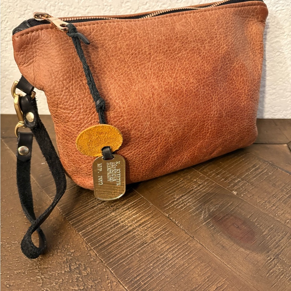 R. Riveter American Handmade Leather Wristlet Clutch Brown 2021